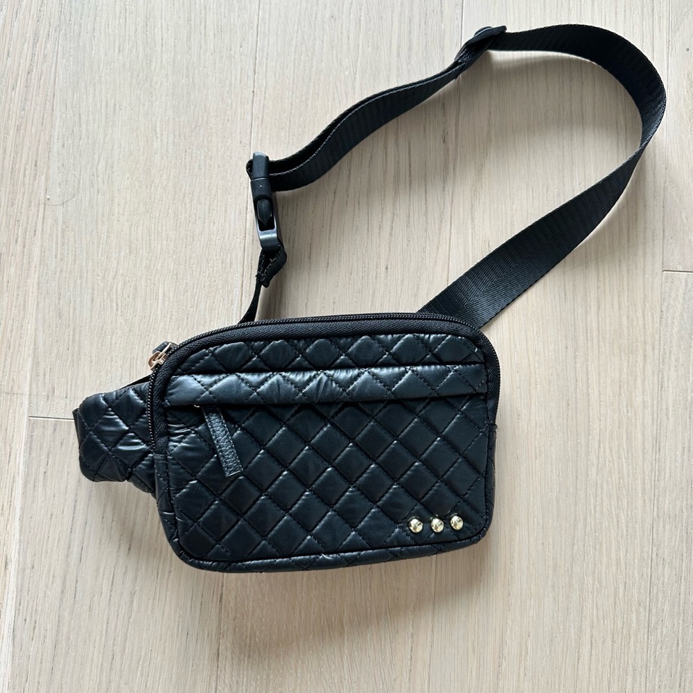 Black Quilted Belt Bag